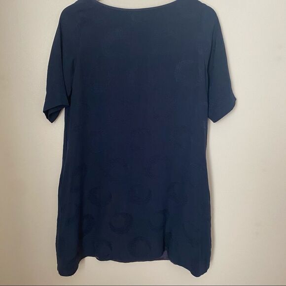 Nevenka Dress Navy Blue Embroidered Shift Crescent Moon - Picture 8 of 12